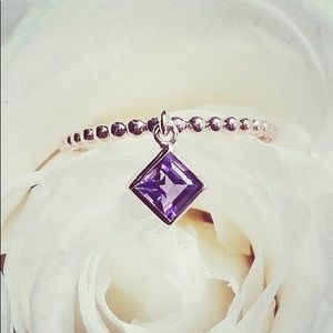 Custom Amethyst Charm Ring 14k Rose Gold